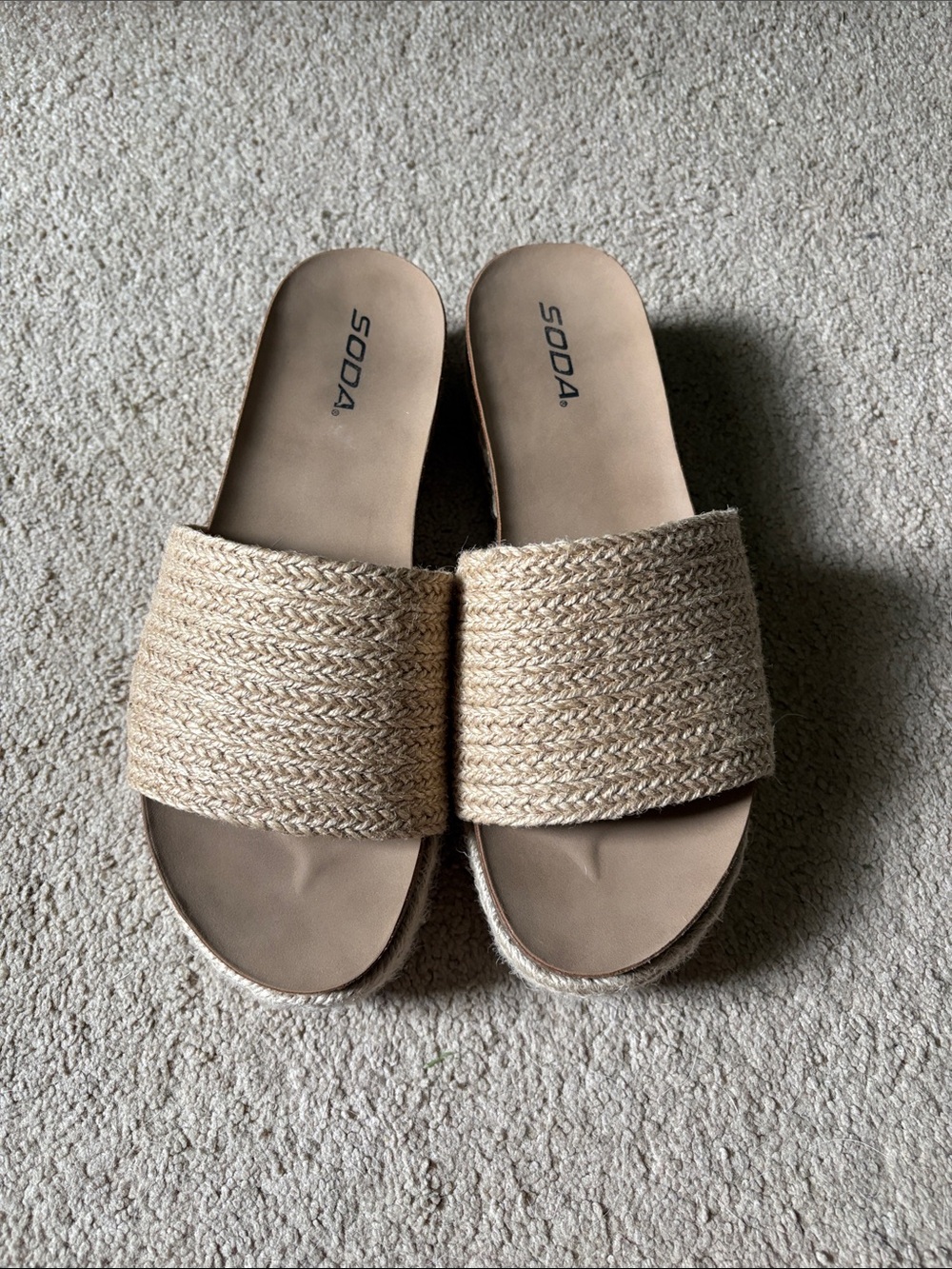 Soda Natural Braided Strap Slide Sandals